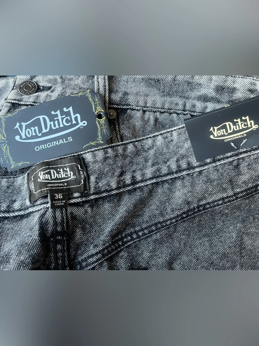 Von Dutch Baggy Long Black Denim Y2K Jorts Men’s Size 34 & 36